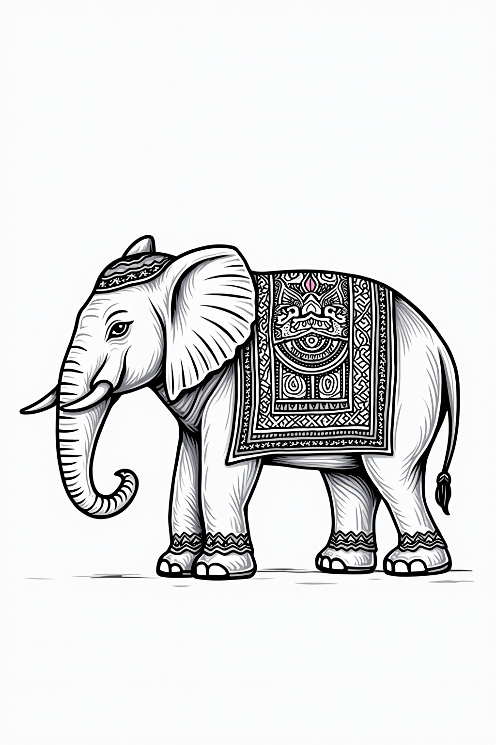 Printable Diwali coloring page of a decorative elephant