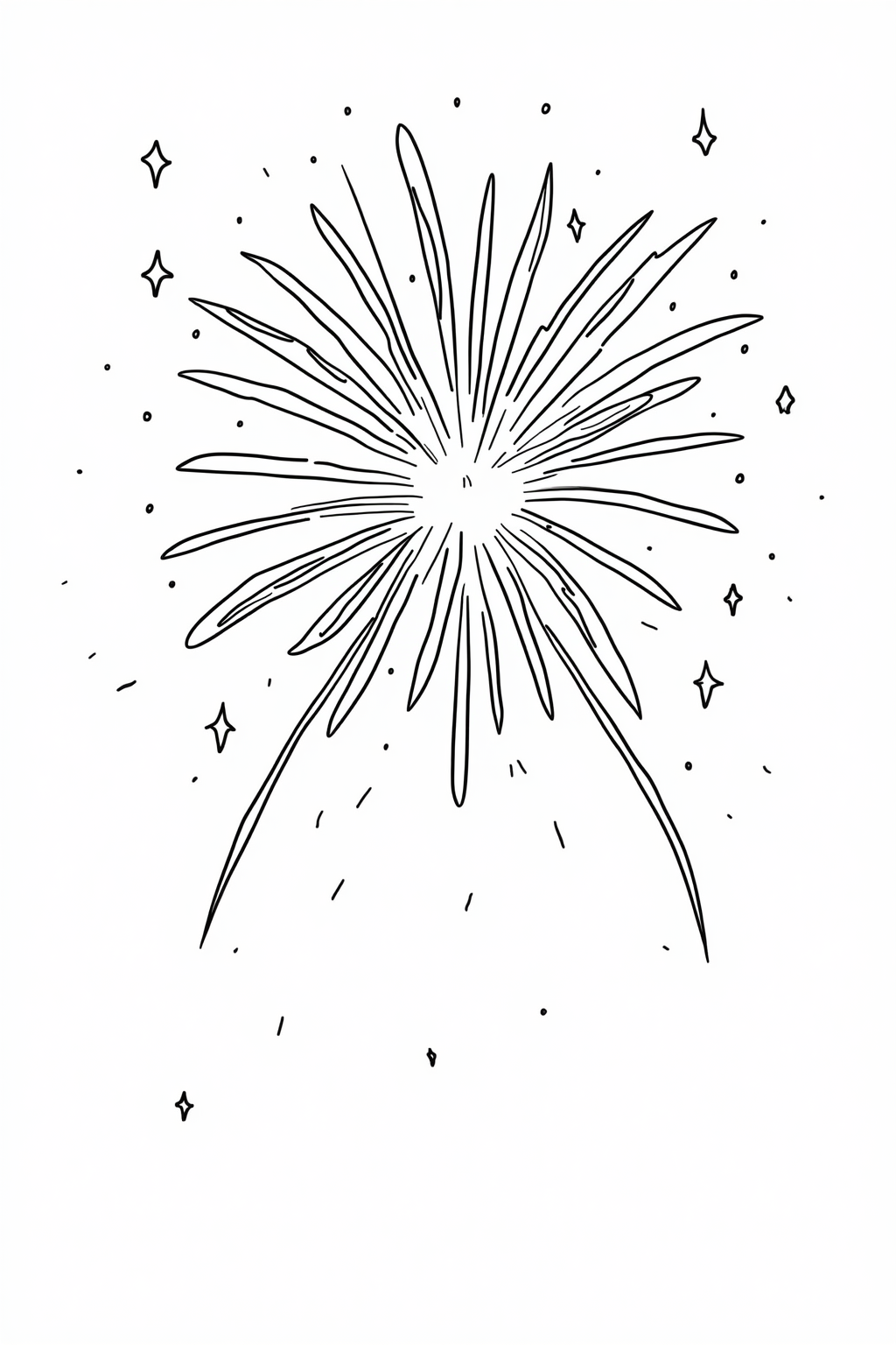 Printable Diwali coloring page of fireworks