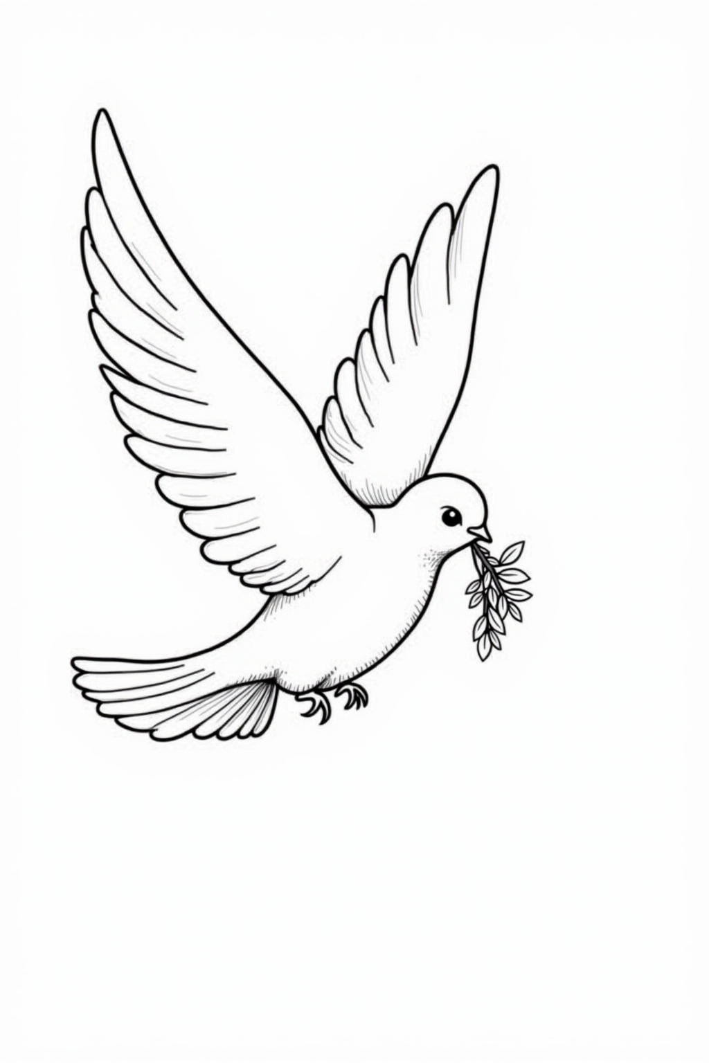 Printable Easter coloring page of a dove with an olive branch