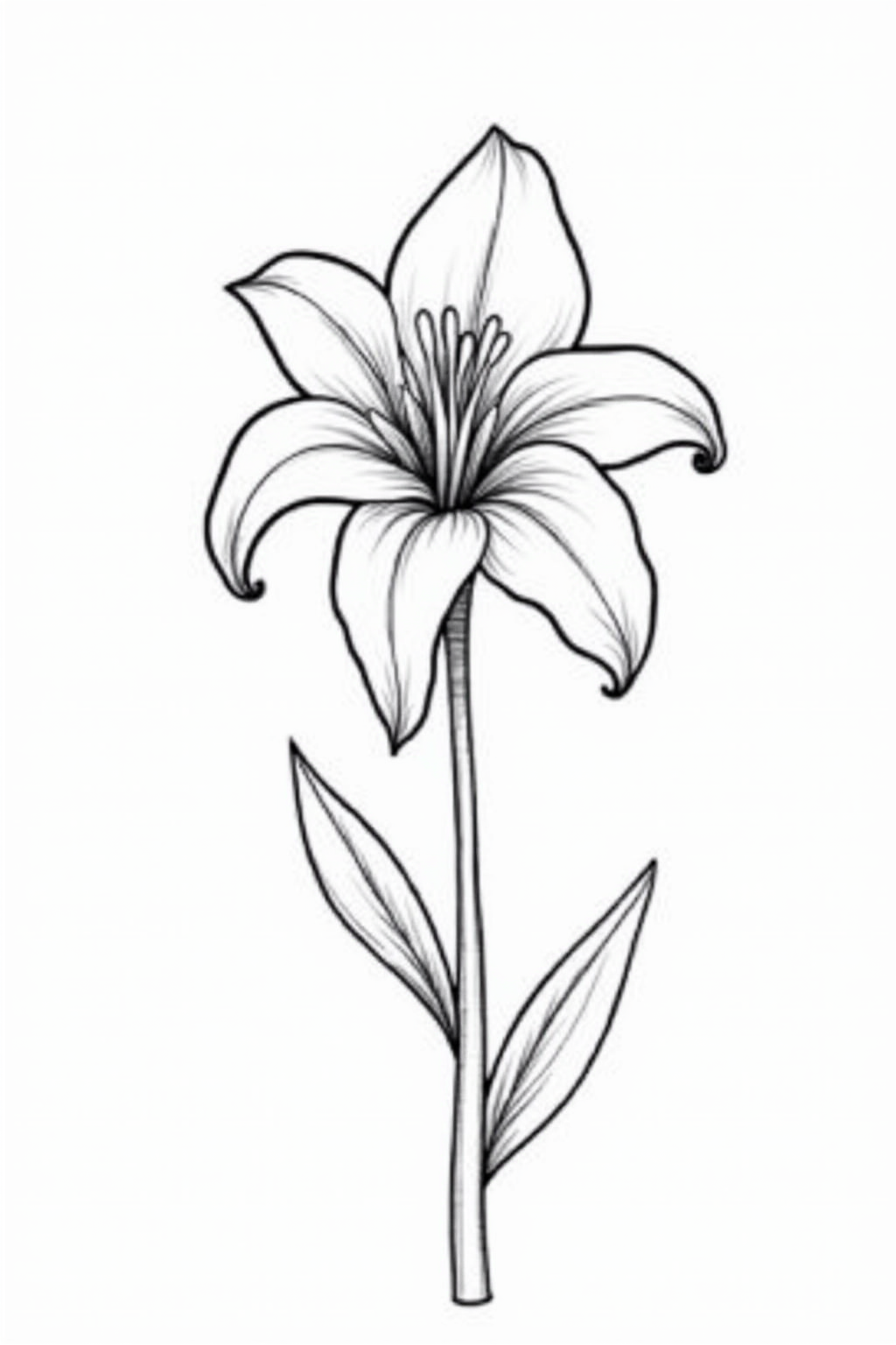 Printable Easter coloring page of an Easter lily flower