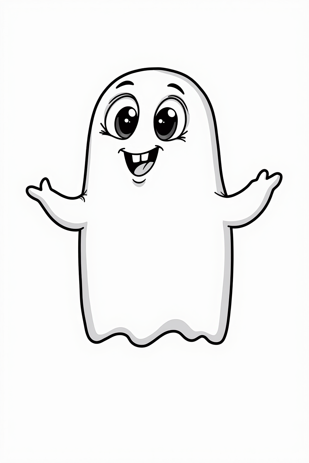 Printable Halloween coloring page of a friendly ghost