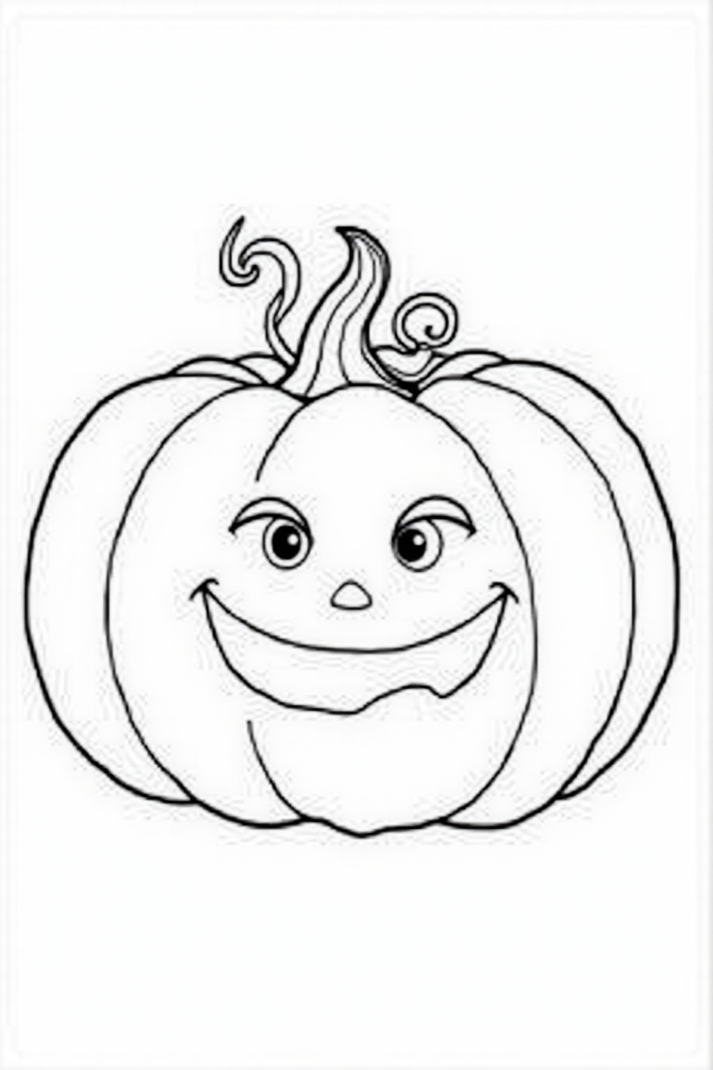 Printable Halloween coloring page of a smiling round pumpkin