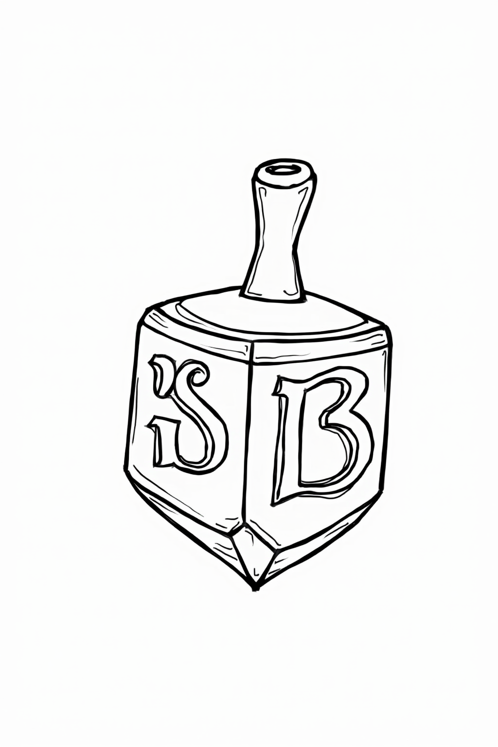 Printable Hanukkah coloring page of a dreidel