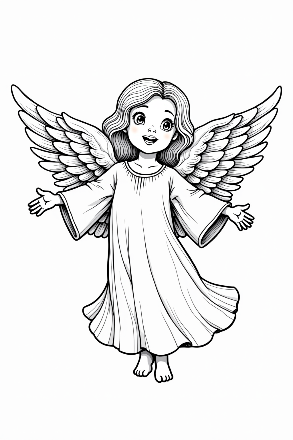Printable nativity coloring page of an angel