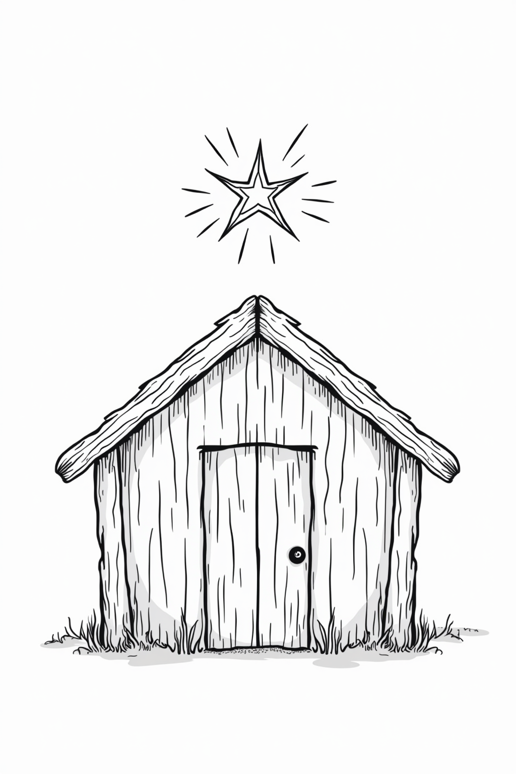 Printable nativity coloring page of the stable