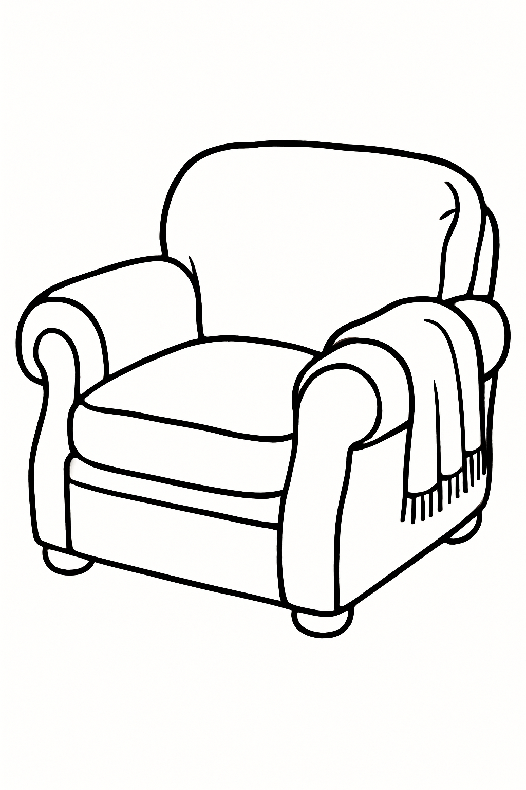 Large-print coloring page of a comfortable armchair