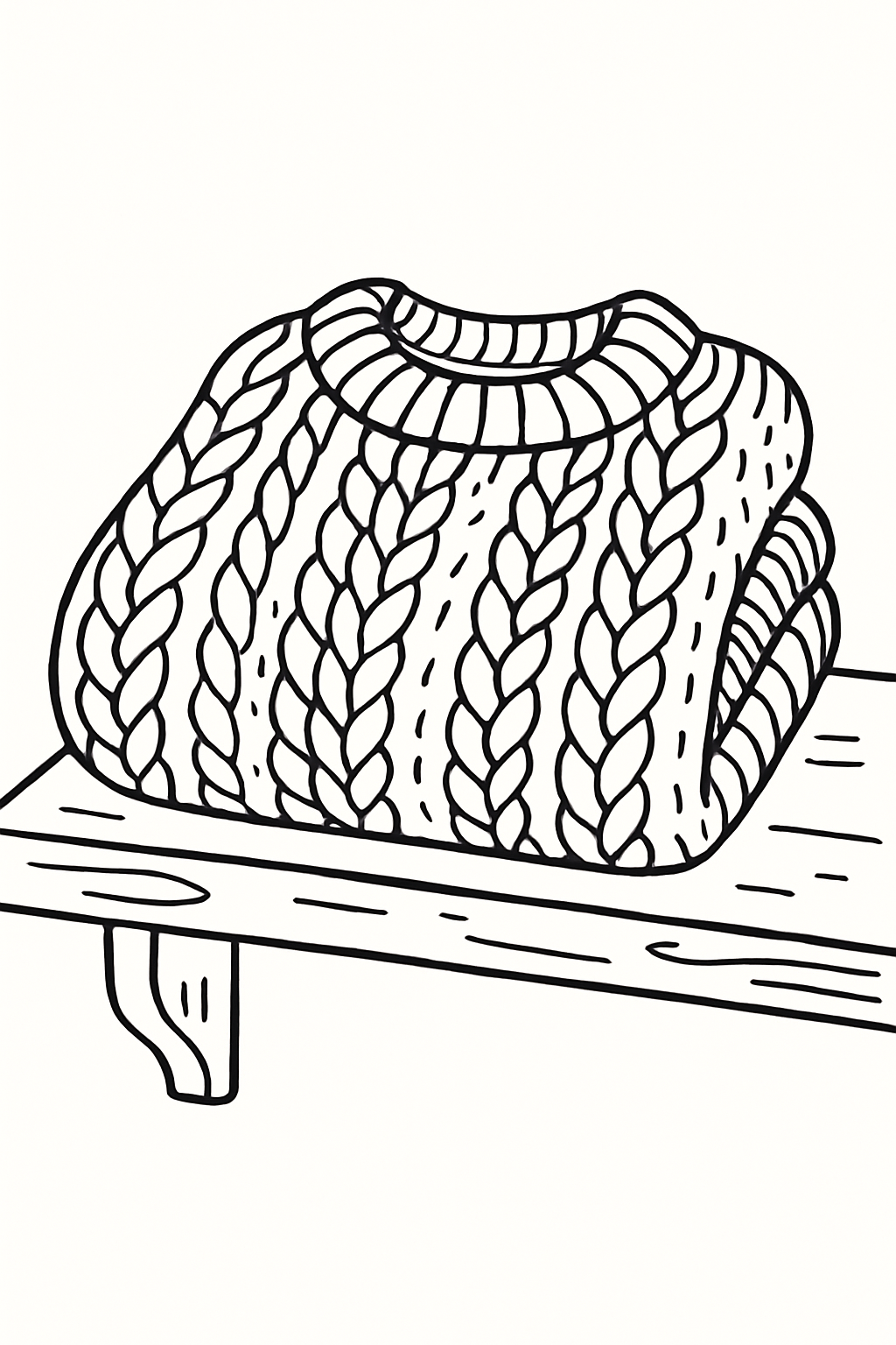 Large-print coloring page of a cozy knit sweater