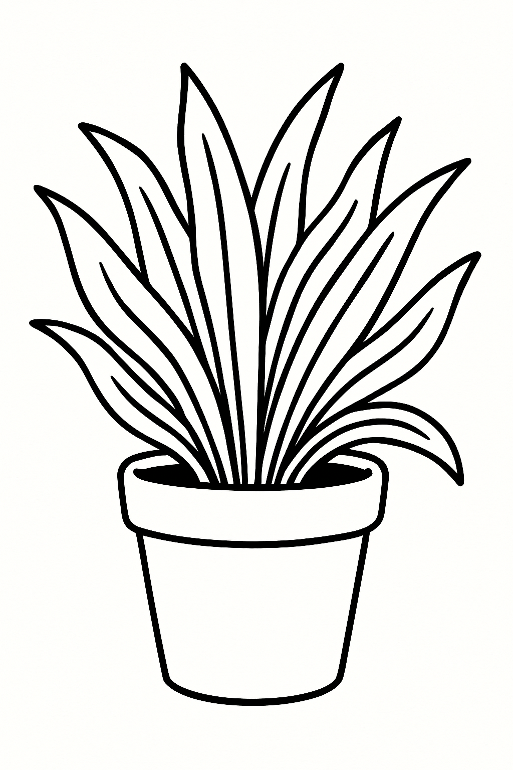 Large-print coloring page of a potted houseplant