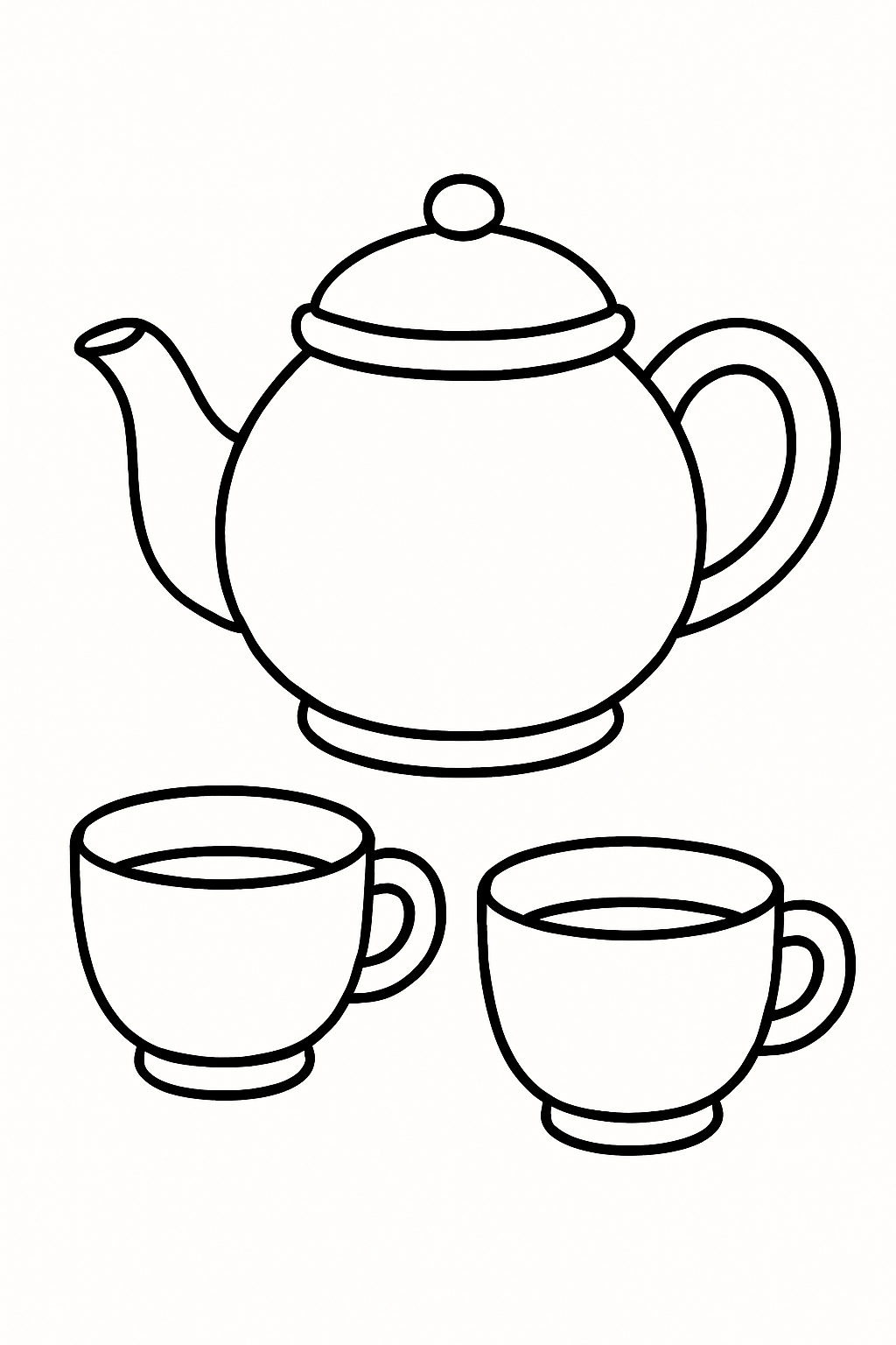 Large-print coloring page of a vintage teapot
